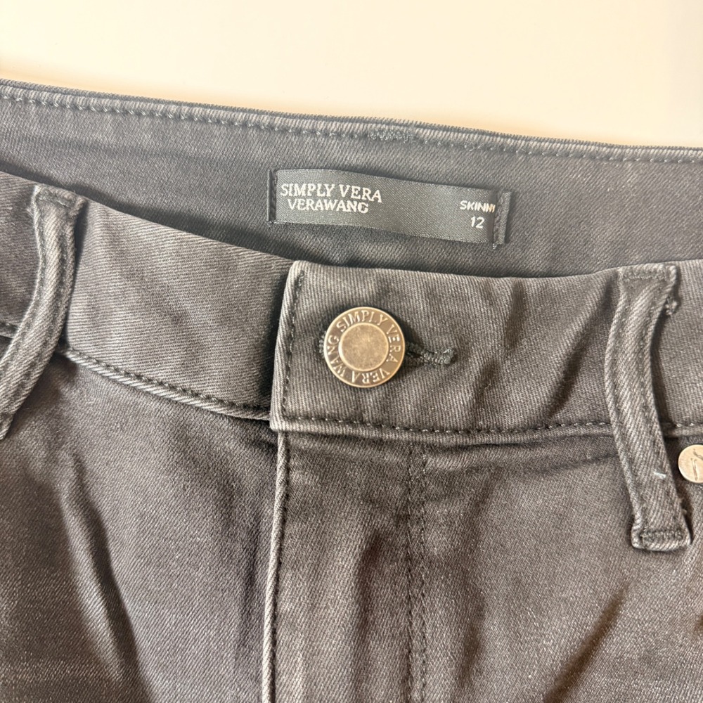 Simply Vera Vera Wang High Rise Skinny Jeans Washed Black Super Stretchy Size 12 - Picture 7 of 8